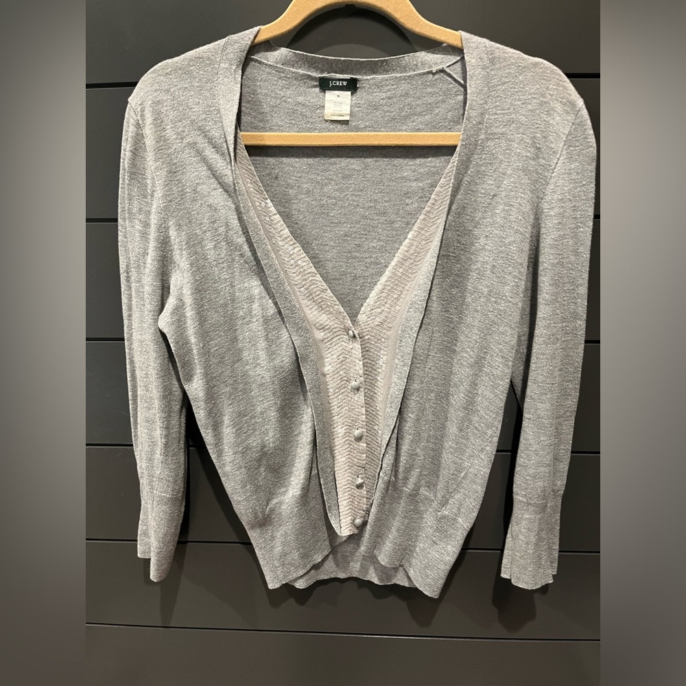 J. Crew grey sequin cardigan size medium